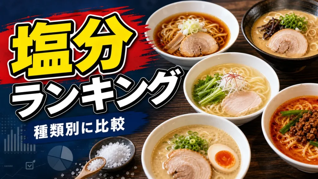 ラーメンの塩分ランキングを種類別に徹底比較｜一杯で1日分超え？二郎系25gの衝撃のアイキャッチ画像