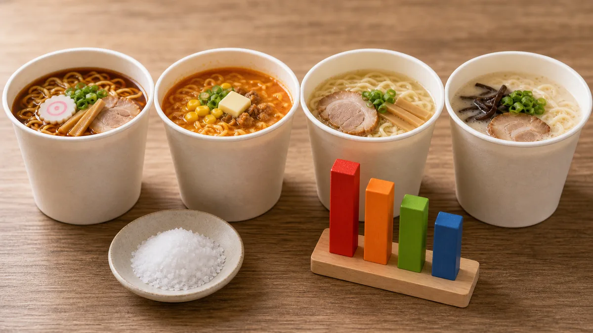 カップラーメン塩分ランキングをジャンル別に比較｜醤油・味噌・塩・豚骨で最も塩辛いのは？の解説画像