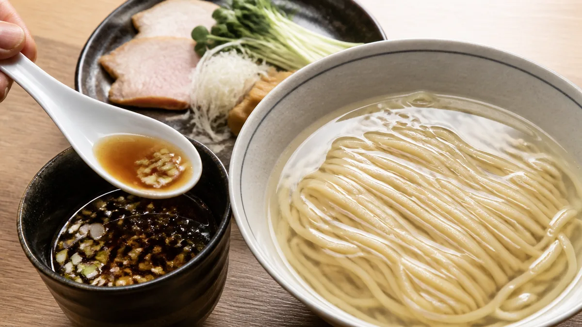昆布水つけ麺とは?麺が「出汁の海」に沈んで出てくる一杯の解説画像