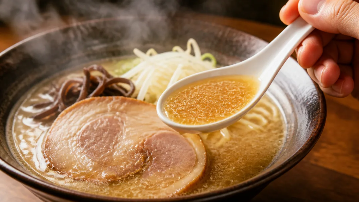 でびっとの醤油豚骨はどんな味？頭骨・げんこつ・背脂を分解するの解説画像